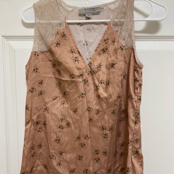 All saints satin peach floral top size 6 - Picture 1 of 3
